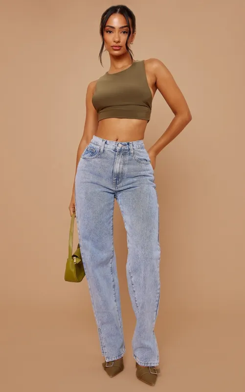 PRETTYLITTLETHING Petite Light Blue Split Hem Jeans sold by Pretty Little Thing