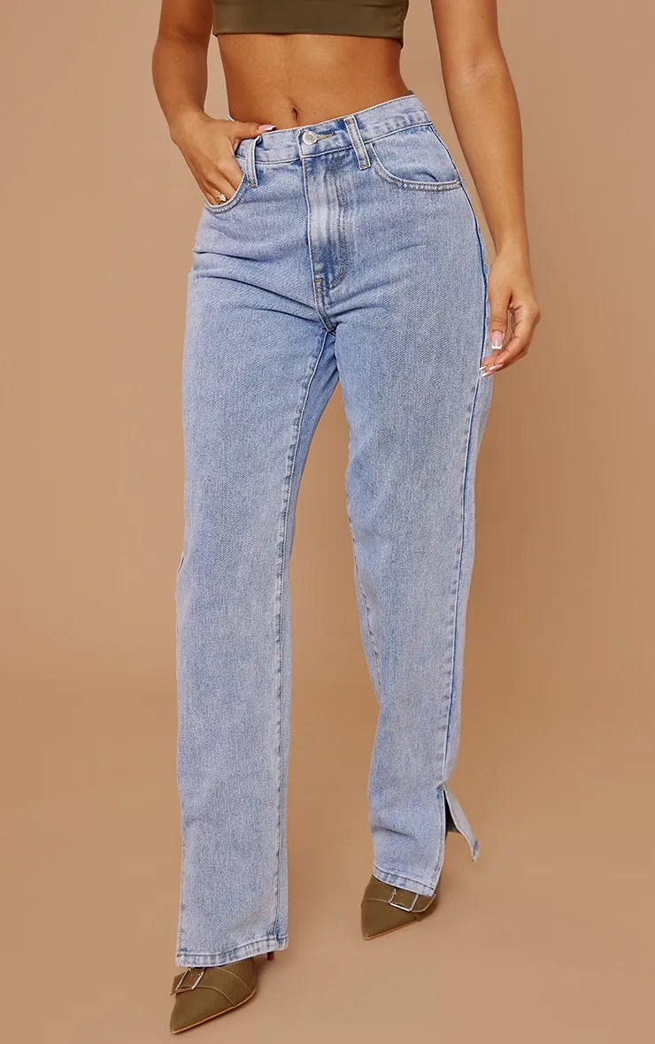 PRETTYLITTLETHING Petite Light Blue Split Hem Jeans sold by Pretty Little Thing product image thumbnail 2