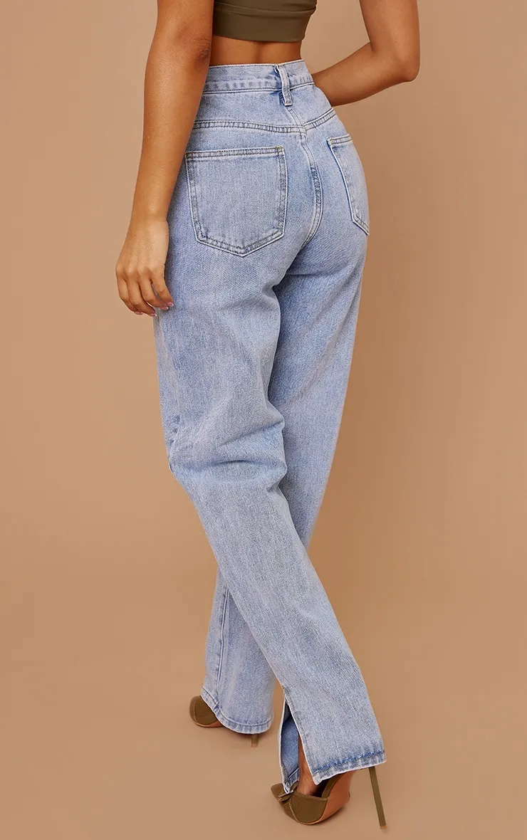 PRETTYLITTLETHING Petite Light Blue Split Hem Jeans sold by Pretty Little Thing product image thumbnail 3