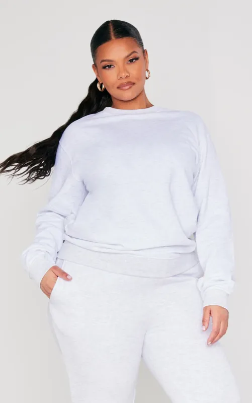 Plus Ash Grey Marl Ultimate Oversized Fit Sweatshirt sold by Pretty Little Thing