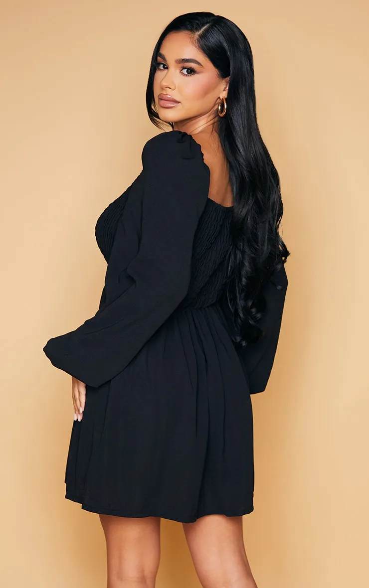 Petite Black Detail Smock Dress sold by Pretty Little Thing product image thumbnail 2