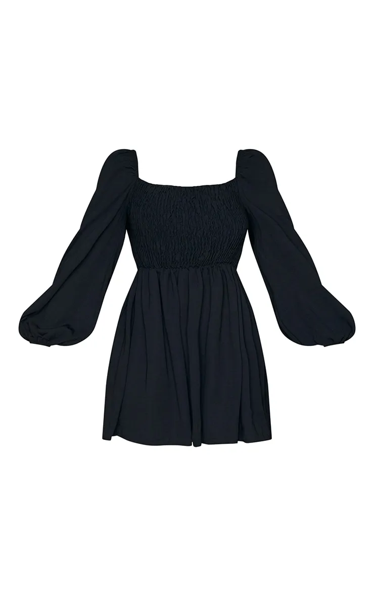 Petite Black Detail Smock Dress sold by Pretty Little Thing product image thumbnail 5