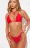 Red Frill Edge Ruched Back Bikini Bottoms sold by Pretty Little Thing