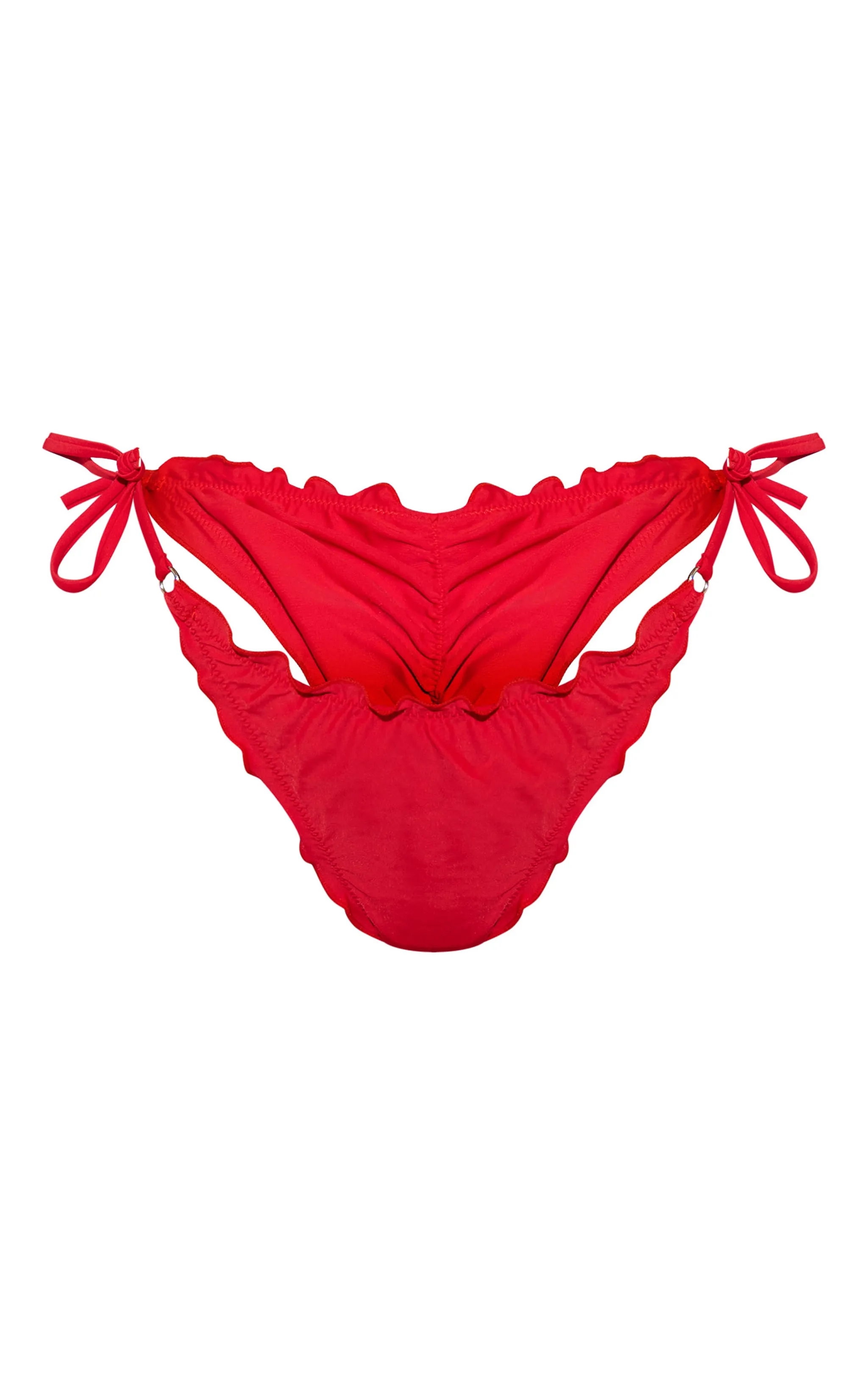 Red Frill Edge Ruched Back Bikini Bottoms sold by Pretty Little Thing product image thumbnail 5