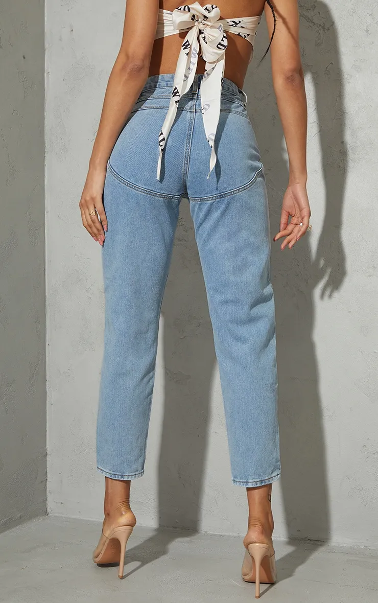 Light Blue Wash Bum Shape Mom Jeans sold by Pretty Little Thing product image thumbnail 3
