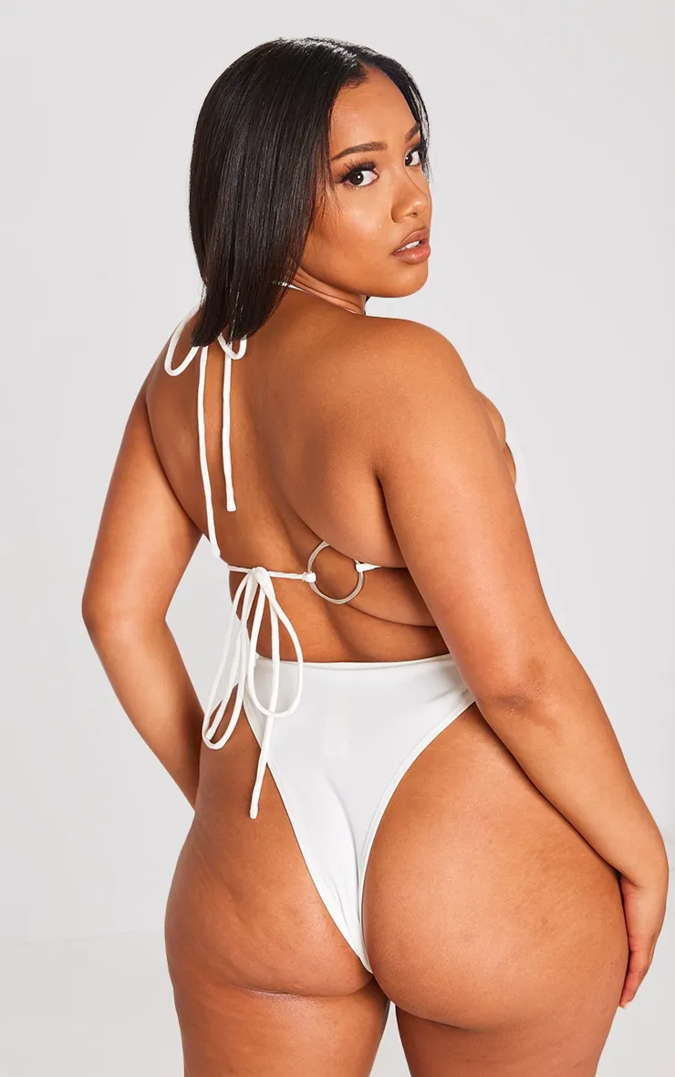 Plus White Ring Detail Thong Bikini Bottoms sold by Pretty Little Thing product image thumbnail 2