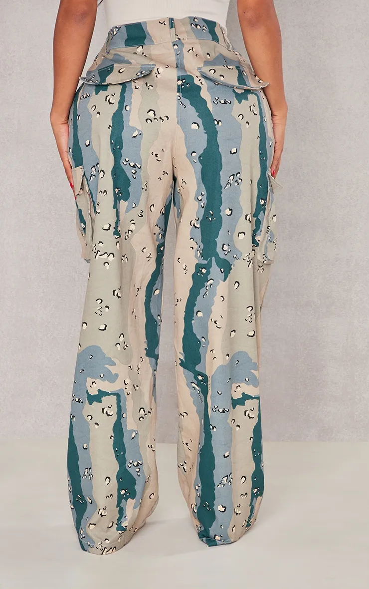 Shape Dark Grey Camo Print Pocket Detail Wide Leg Cargo Trousers sold by Pretty Little Thing product image thumbnail 3