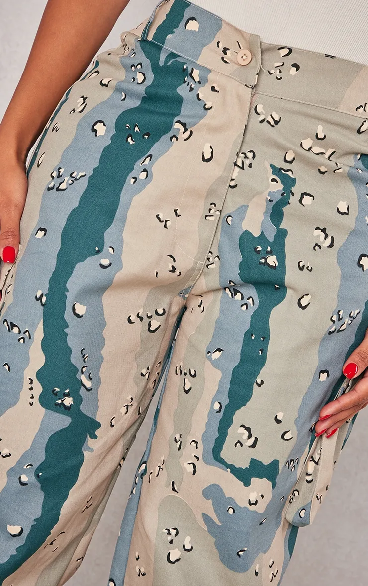 Shape Dark Grey Camo Print Pocket Detail Wide Leg Cargo Trousers sold by Pretty Little Thing product image thumbnail 4