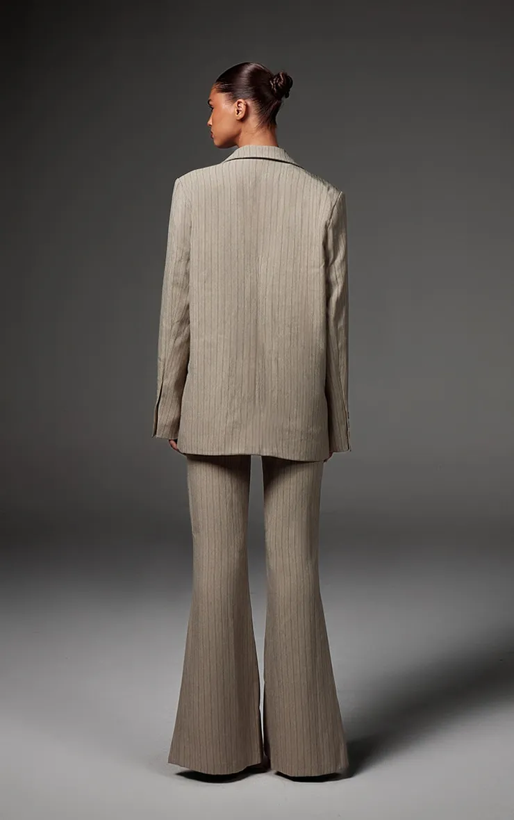 Grey Tailored Woven Pinstripe Slim Flare Trousers sold by Pretty Little Thing product image thumbnail 3