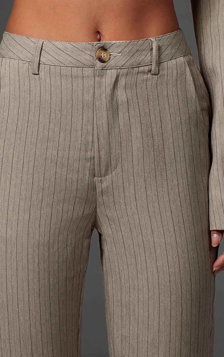 Grey Tailored Woven Pinstripe Slim Flare Trousers sold by Pretty Little Thing product image thumbnail 4