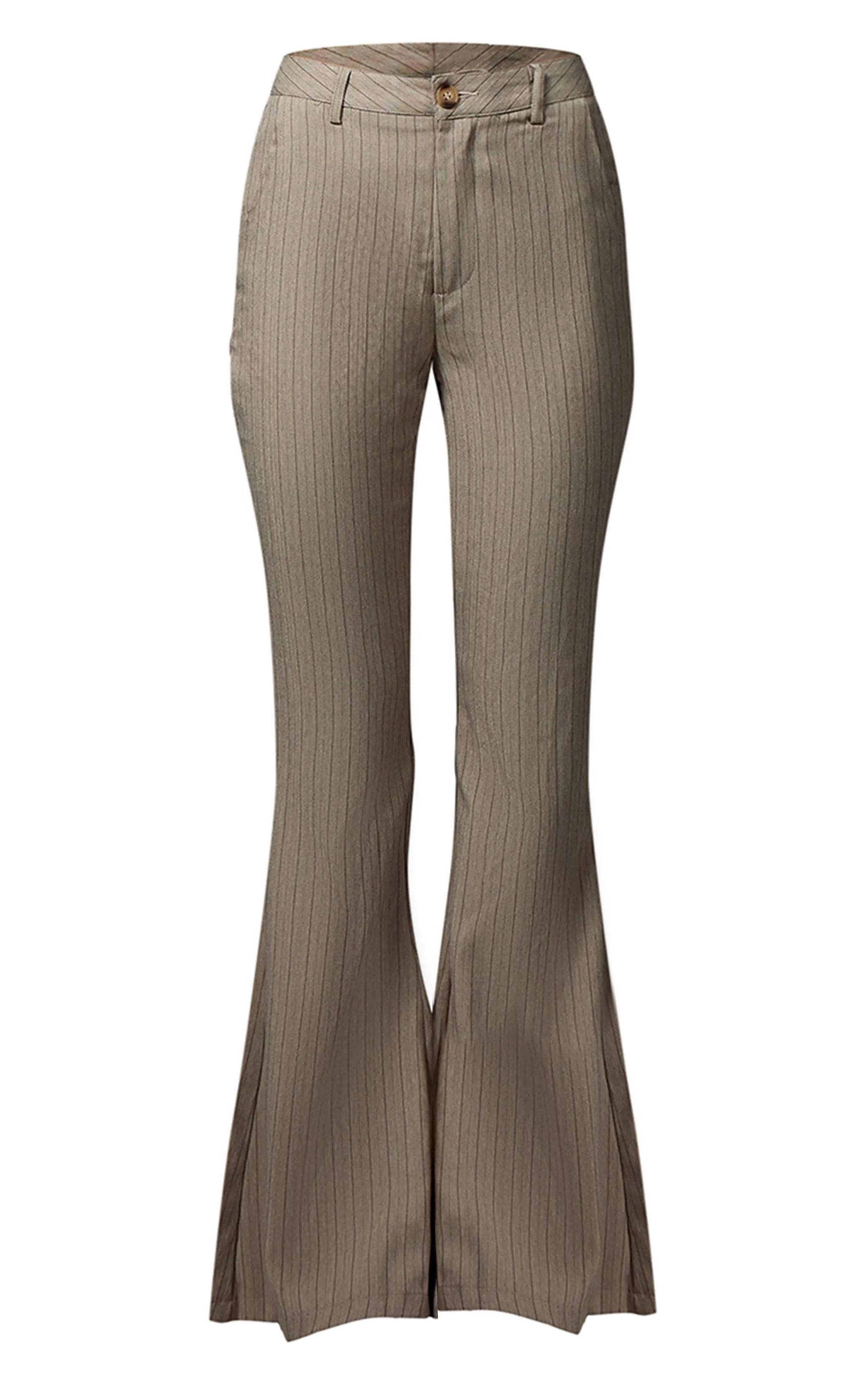 Grey Tailored Woven Pinstripe Slim Flare Trousers sold by Pretty Little Thing product image thumbnail 5
