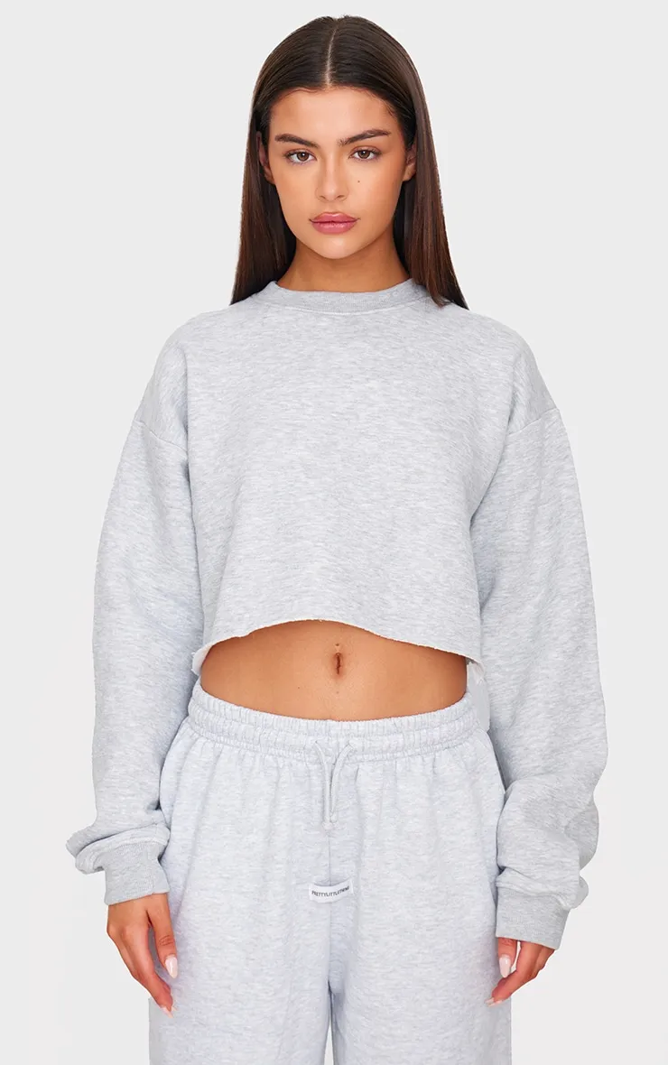 Ash Grey Oversized Cropped Crewneck Sweatshirt sold by Pretty Little Thing