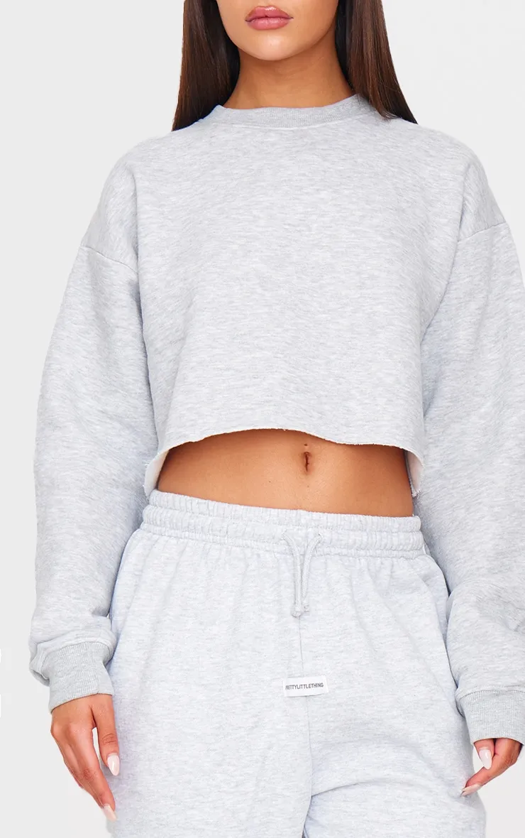 Ash Grey Oversized Cropped Crewneck Sweatshirt sold by Pretty Little Thing product image thumbnail 4