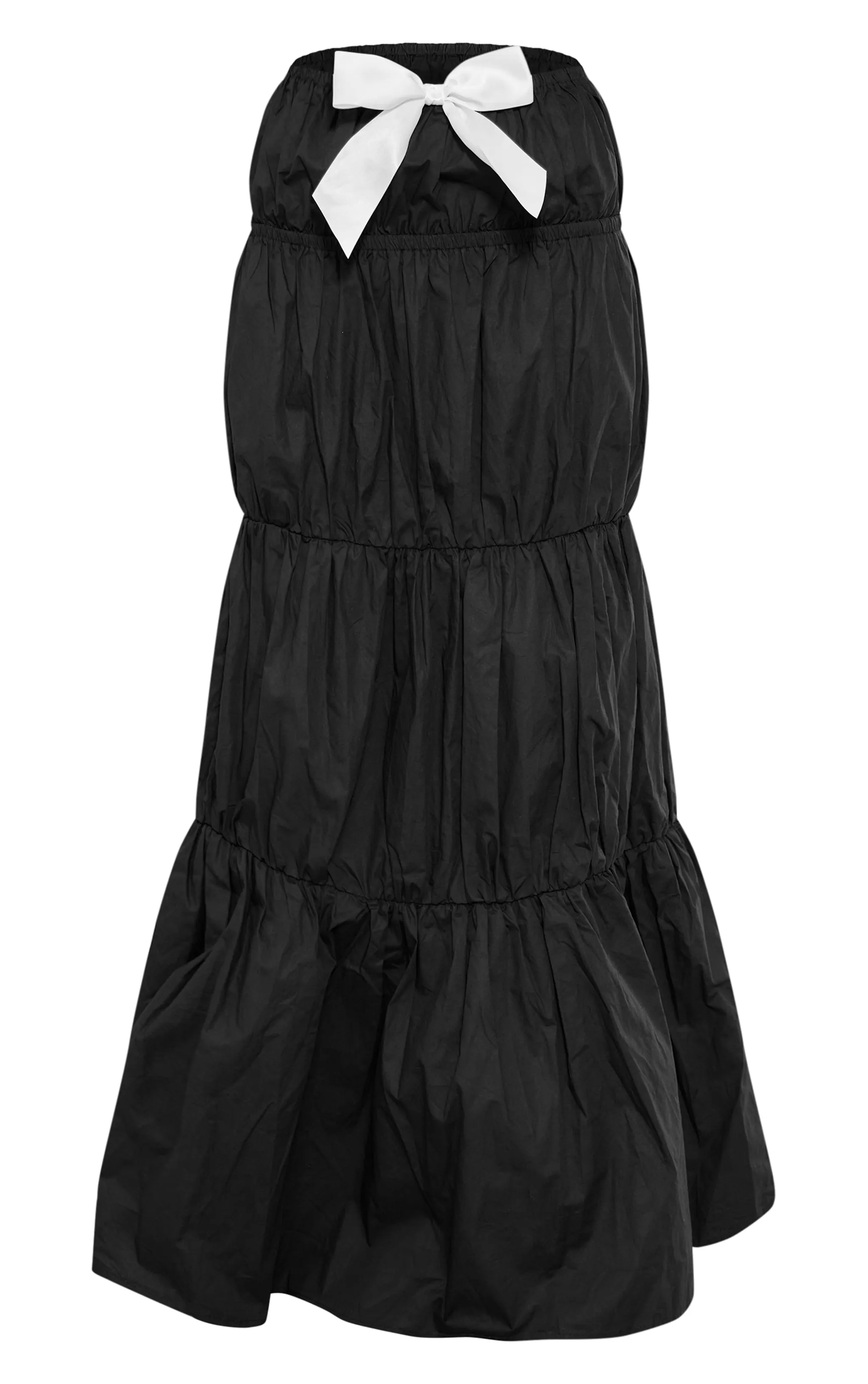 Black Woven Ruched Asymmetric Bow Detail Maxi Skirt sold by Pretty Little Thing product image thumbnail 5