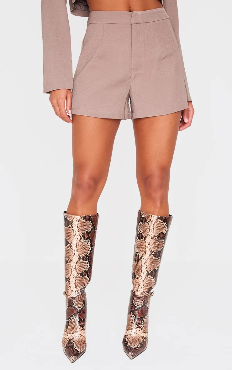 Mocha Tailored High Waist Shorts sold by Pretty Little Thing product image thumbnail 2