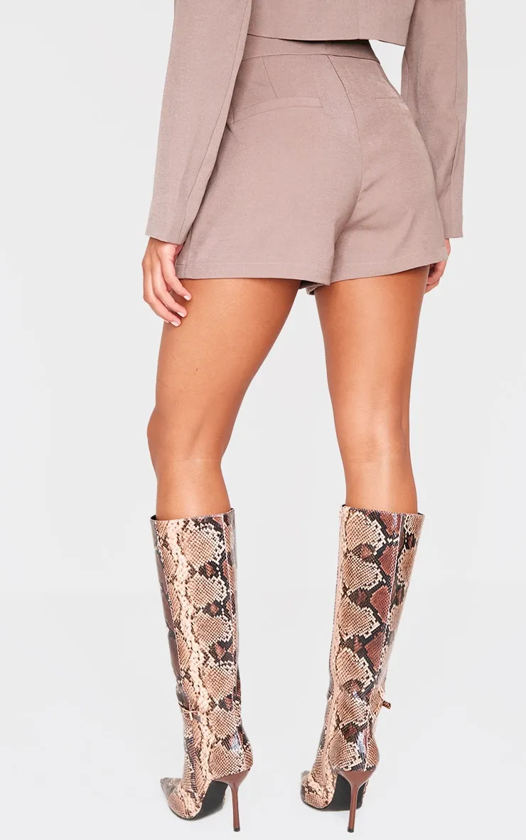 Mocha Tailored High Waist Shorts sold by Pretty Little Thing product image thumbnail 3