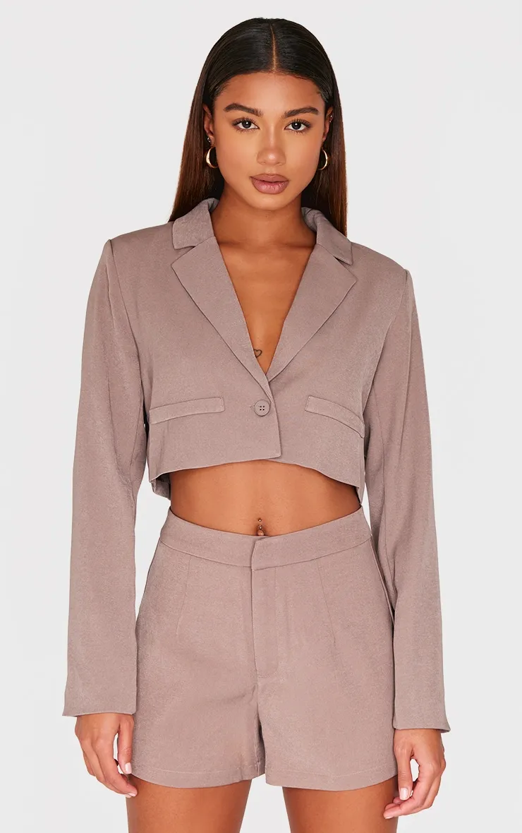 Mocha Tailored High Waist Shorts sold by Pretty Little Thing product image thumbnail 4