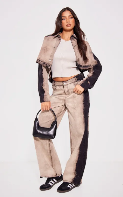 Grey Raw Hem Bleach Wash Wide Leg Denim Jeans sold by Pretty Little Thing