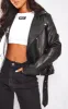Tall Black Faux Leather Zip Detail Biker Jacket sold by Pretty Little Thing