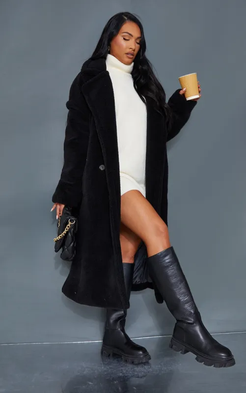 Black Teddy Bear Borg Coat sold by Pretty Little Thing