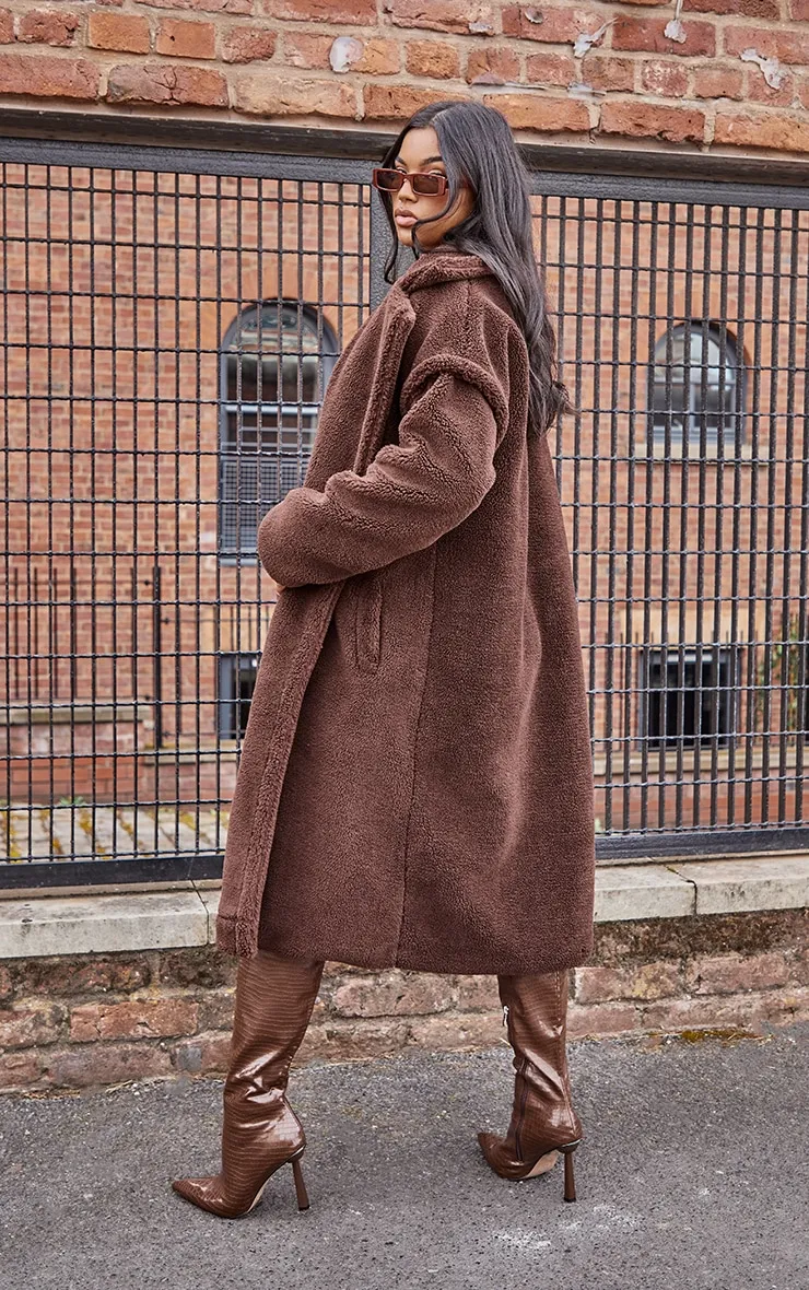 Chocolate Teddy Bear Borg Coat sold by Pretty Little Thing product image thumbnail 2