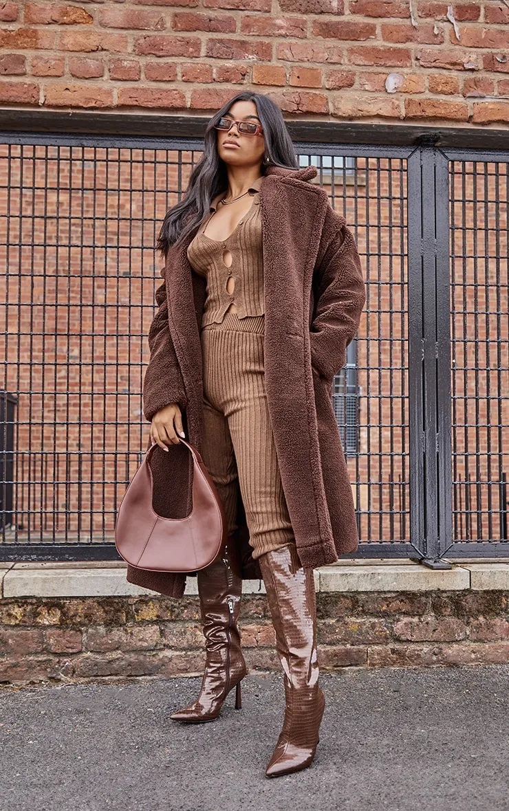 Chocolate Teddy Bear Borg Coat sold by Pretty Little Thing product image thumbnail 3