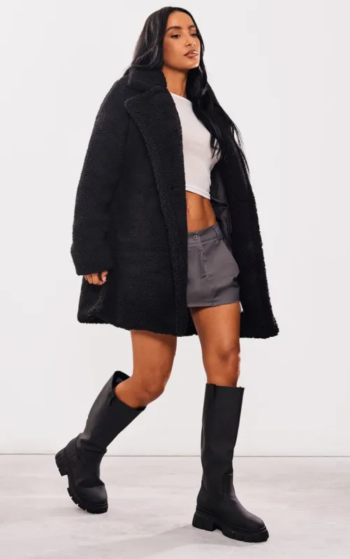 Black Borg Lapel Drop Arm Midi Coat sold by Pretty Little Thing