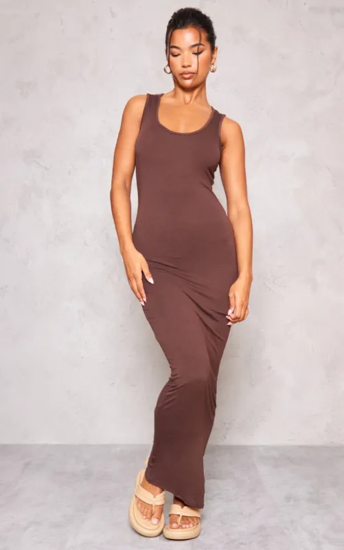 Chocolate Basic Maxi Dress sold by Pretty Little Thing