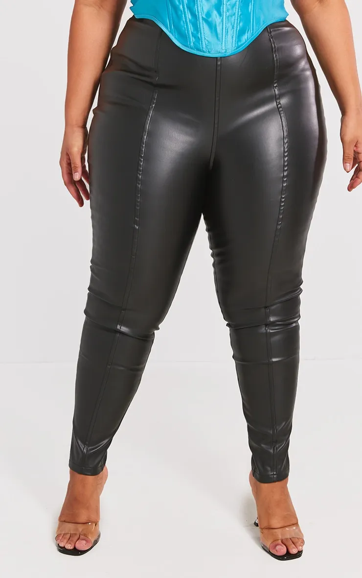Plus Black Faux Leather Stretch Leggings sold by Pretty Little Thing product image thumbnail 2