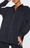 Black Plisse Button Front Oversized Shirt sold by Pretty Little Thing