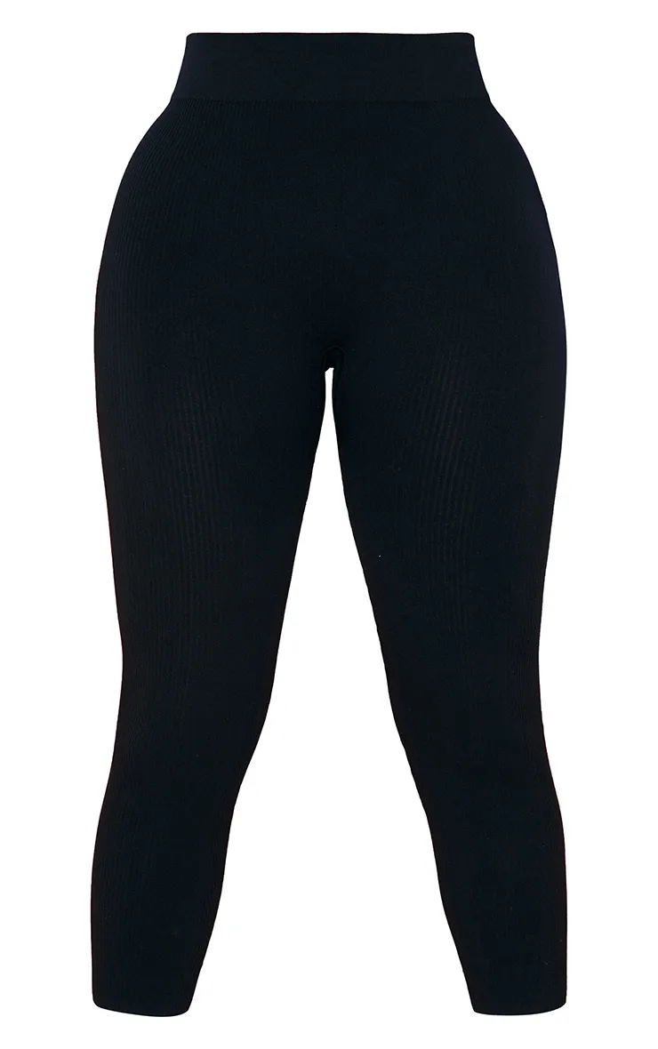 Petite Black Contour Rib Seamless Leggings sold by Pretty Little Thing product image thumbnail 5