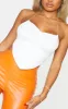Shape White Soft Rib Ruched Front Halterneck Crop Top sold by Pretty Little Thing