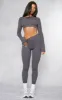 Charcoal Structured Contour Ribbed Leggings sold by Pretty Little Thing