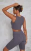 Charcoal Structured Contour Rib Sleeveless Crop Top sold by Pretty Little Thing