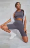 Charcoal Structured Contour Rib Sleeveless Crop Top sold by Pretty Little Thing