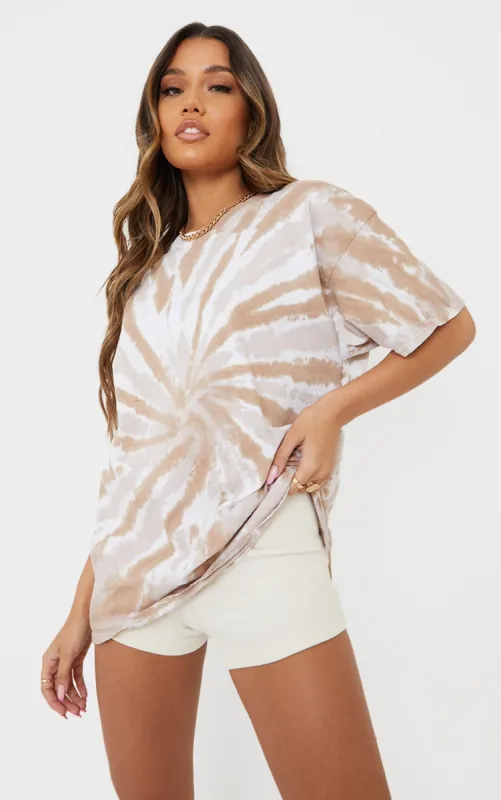 Stone Tie Dye Print Oversized T Shirt sold by Pretty Little Thing