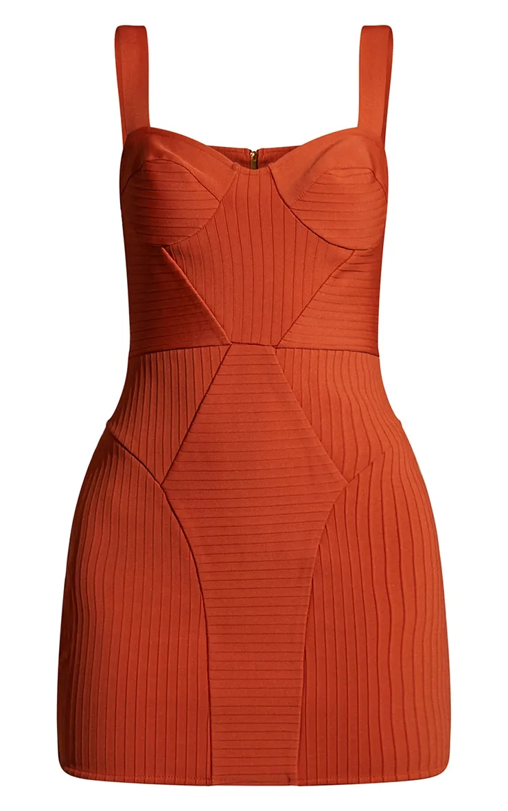 Rust Bandage Panelled Sleeveless Bodycon Dress sold by Pretty Little Thing product image thumbnail 5