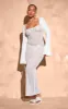Cream Open Crochet Scoop Back Maxi Dress sold by Pretty Little Thing