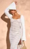 Cream Open Crochet Scoop Back Maxi Dress sold by Pretty Little Thing