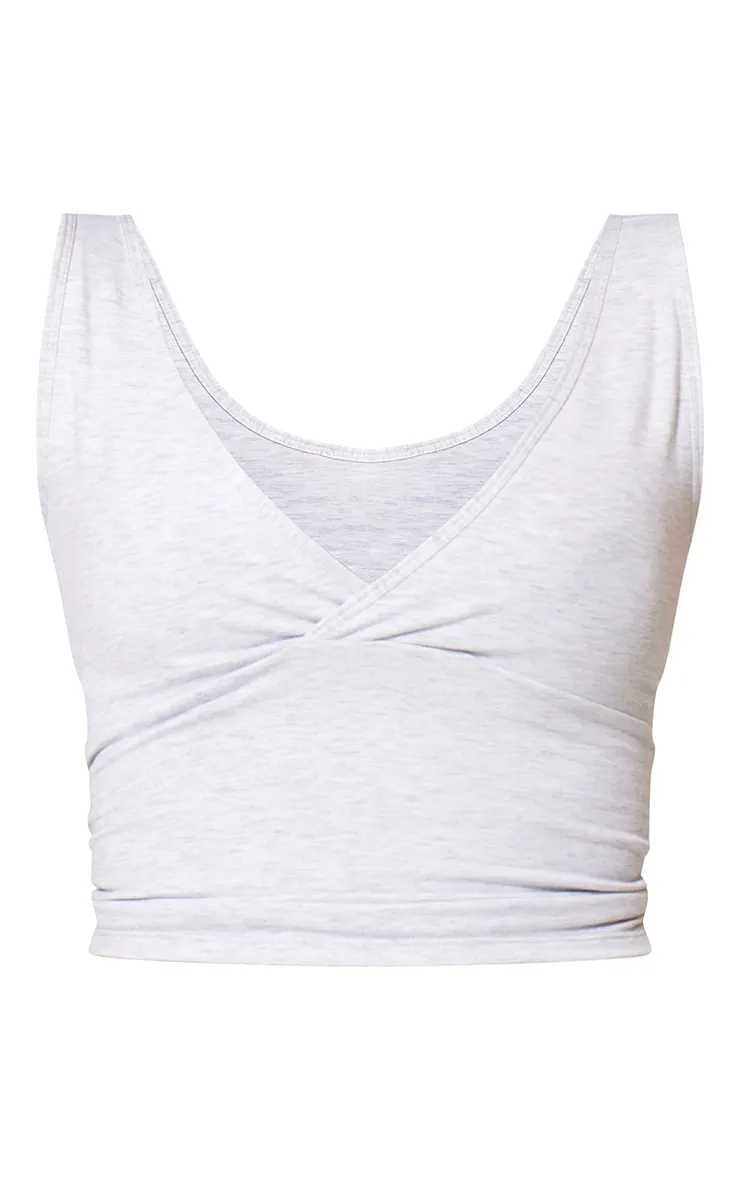 Ash Grey Marl Sculpt V Front Longline Padded Sports Bra sold by Pretty Little Thing product image thumbnail 5
