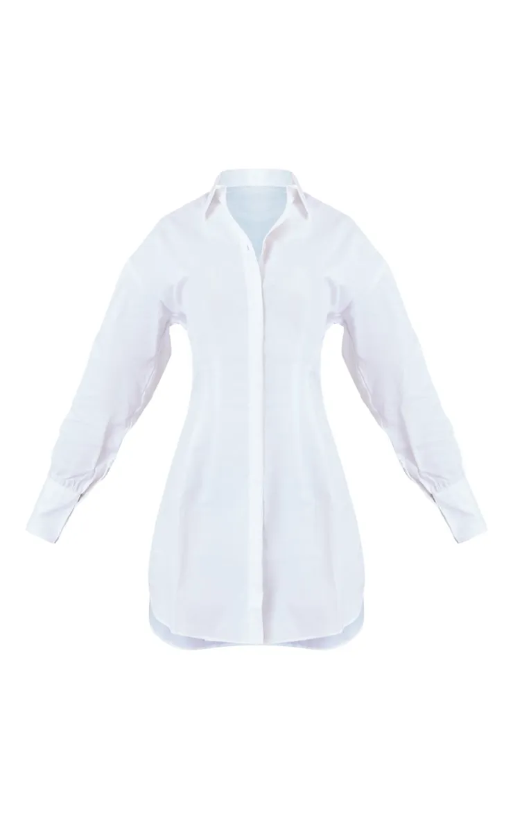 White Fitted Waist Long Sleeve Button Shirt Dress sold by Pretty Little Thing product image thumbnail 5