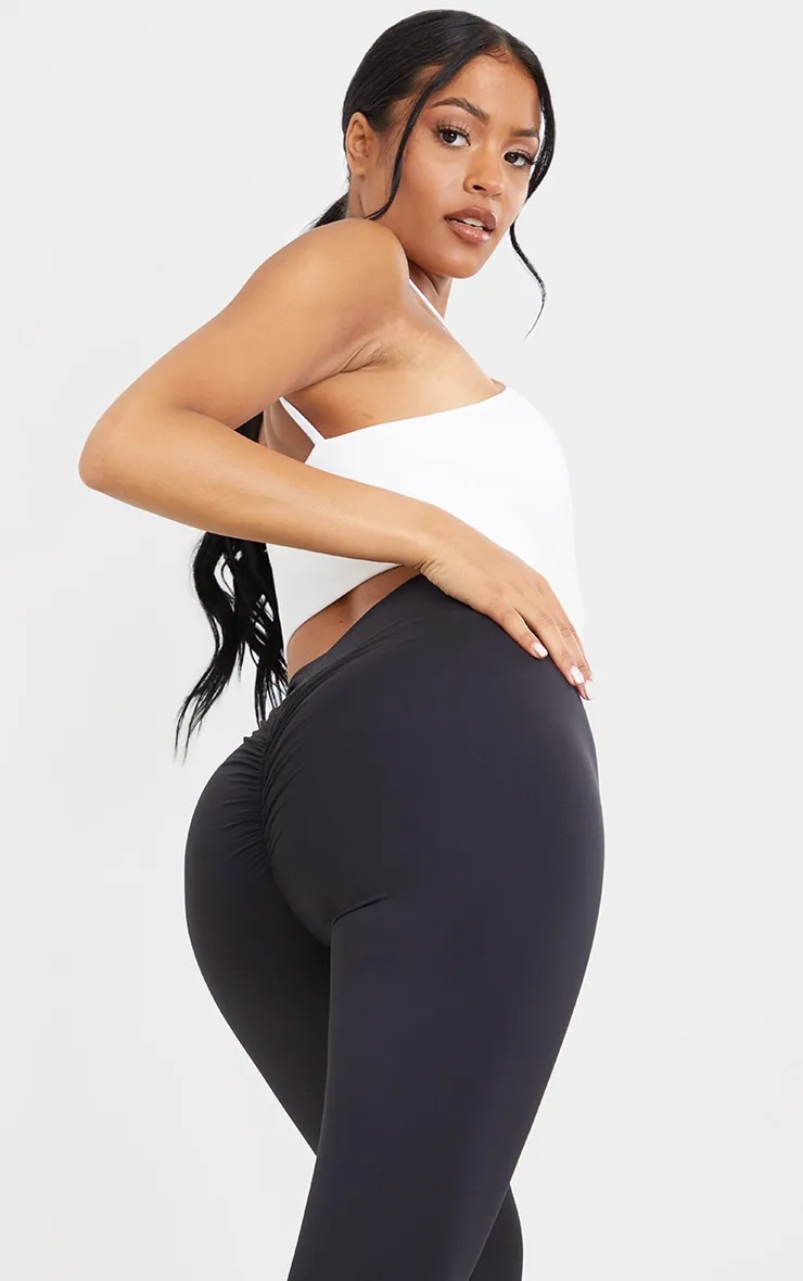 Tall Black Sculpt Luxe High Waisted Gym Ruched Bum Leggings sold by Pretty Little Thing product image thumbnail 4