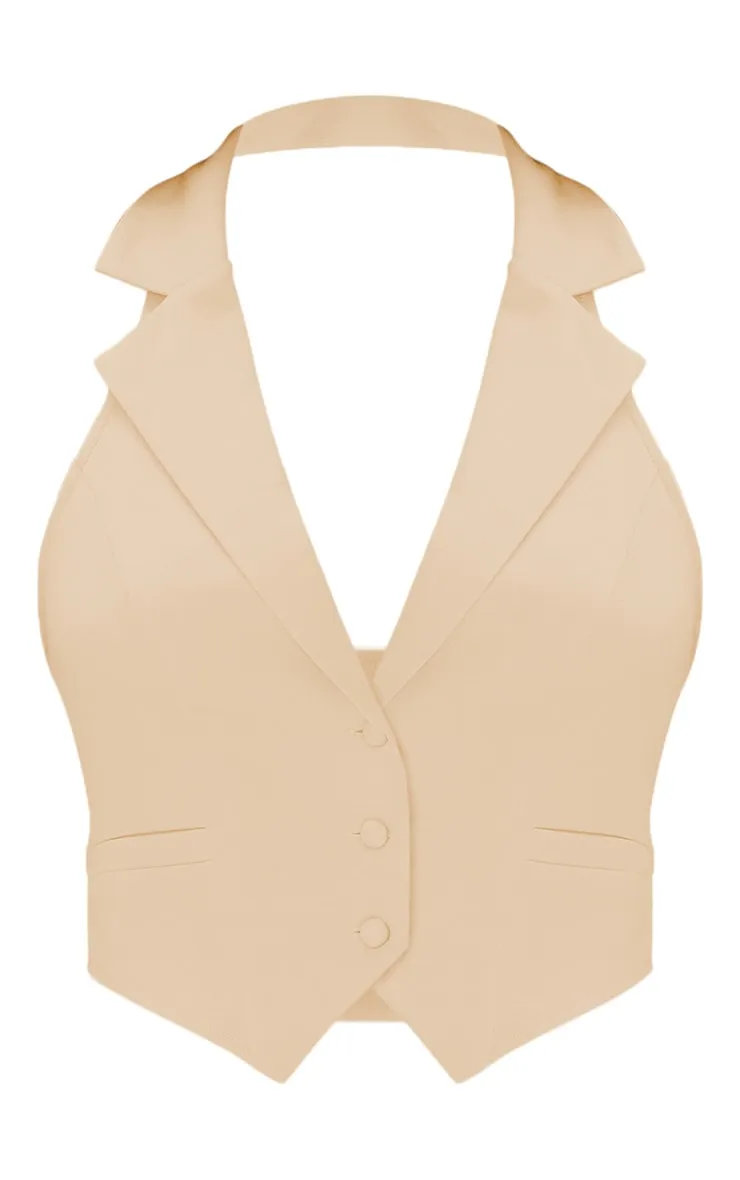 Stone Woven Halterneck Waistcoat sold by Pretty Little Thing product image thumbnail 5