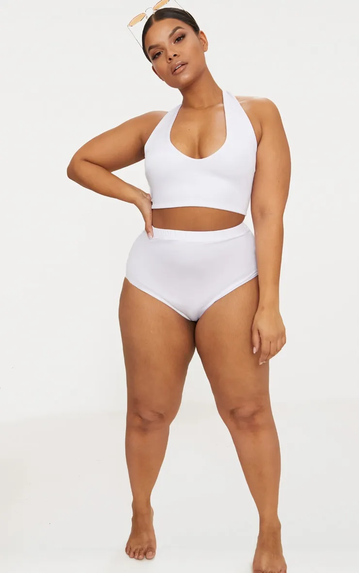 Plus White High Waist Halterneck Bikini Set sold by Pretty Little Thing product image thumbnail 3