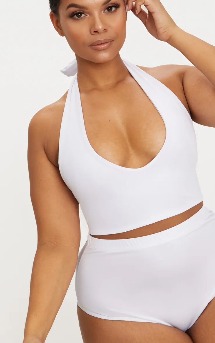 Plus White High Waist Halterneck Bikini Set sold by Pretty Little Thing product image thumbnail 4