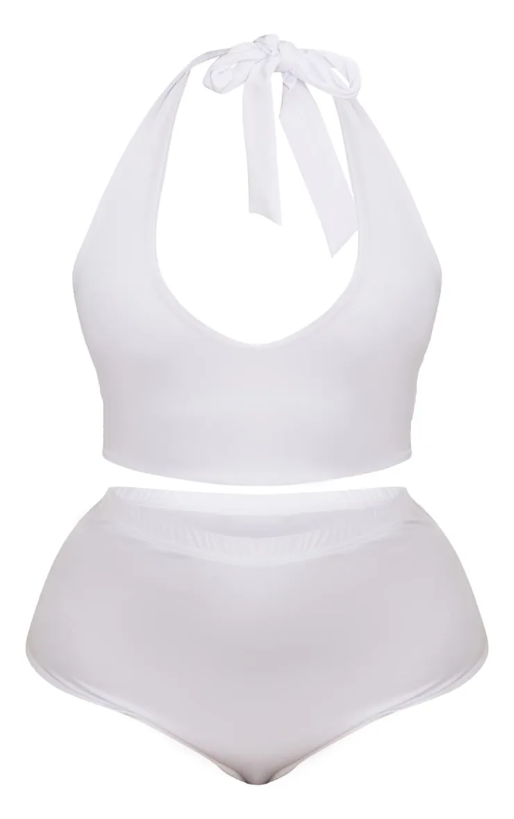 Plus White High Waist Halterneck Bikini Set sold by Pretty Little Thing product image thumbnail 5
