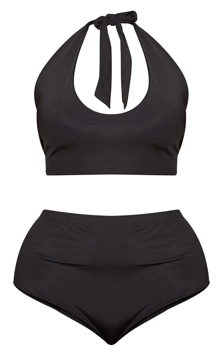 Plus Black High Waist Halterneck Bikini Set sold by Pretty Little Thing product image thumbnail 5