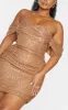Plus Mocha Sequin Bardot Bodycon Dress sold by Pretty Little Thing