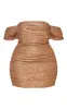 Plus Mocha Sequin Bardot Bodycon Dress sold by Pretty Little Thing
