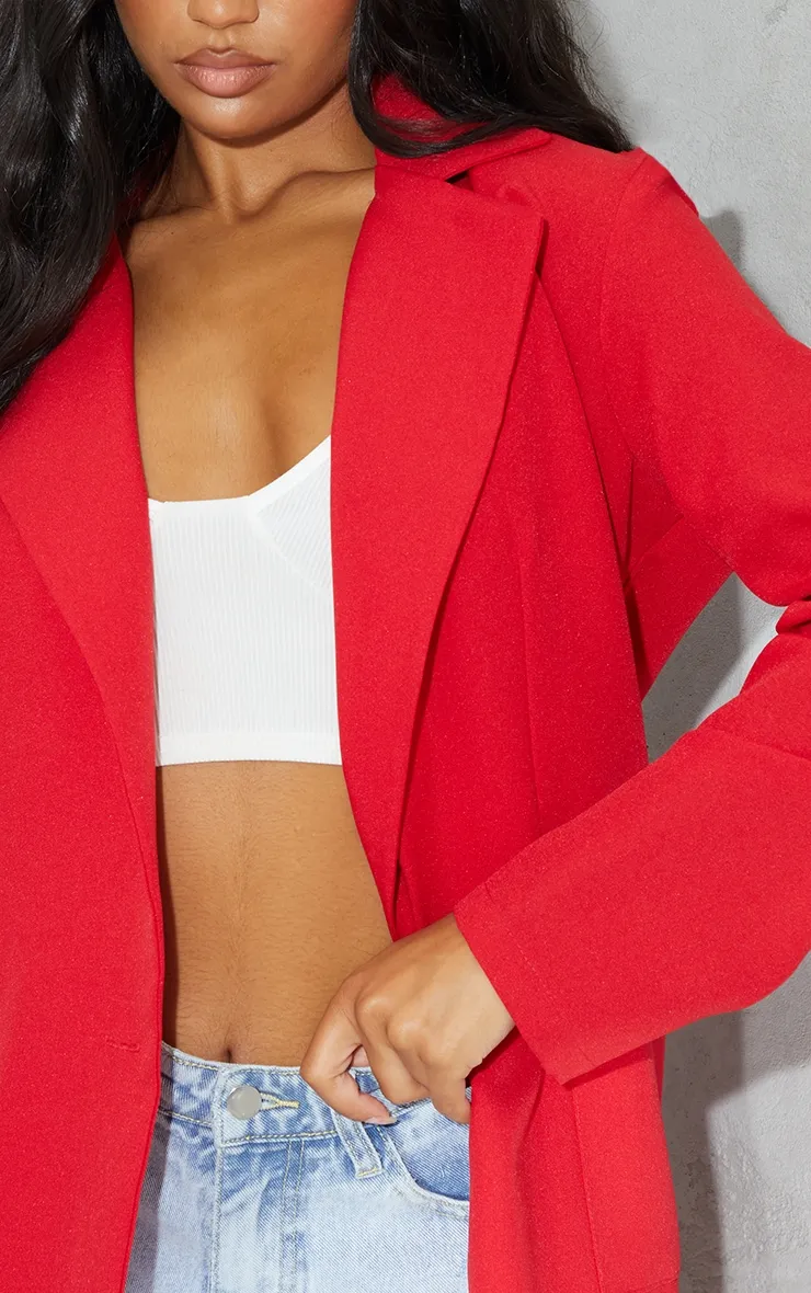 Red Basic Single Breasted Oversized Blazer sold by Pretty Little Thing product image thumbnail 4
